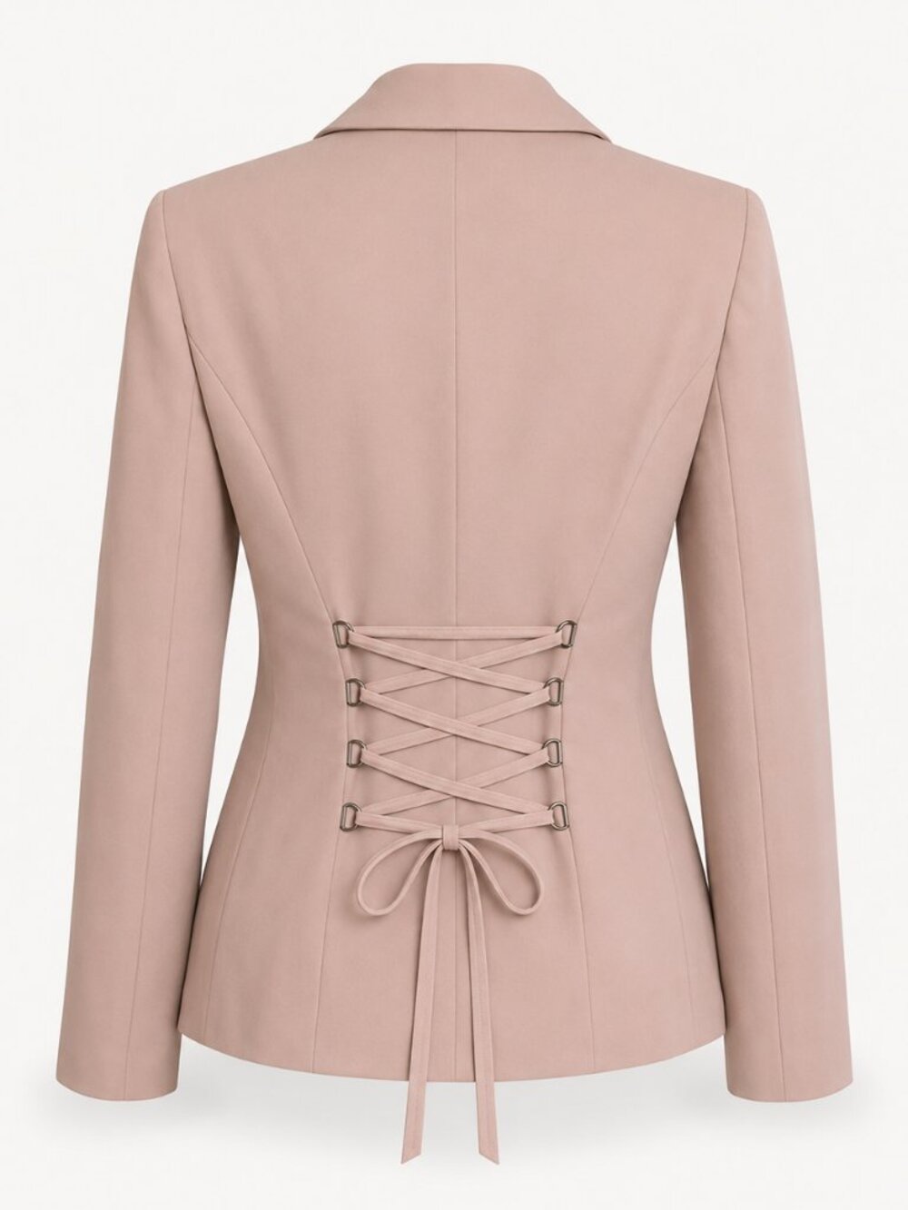 WHBM Fluid Editor Blazer Rose Smoke Lace-Up Back Petite 10P